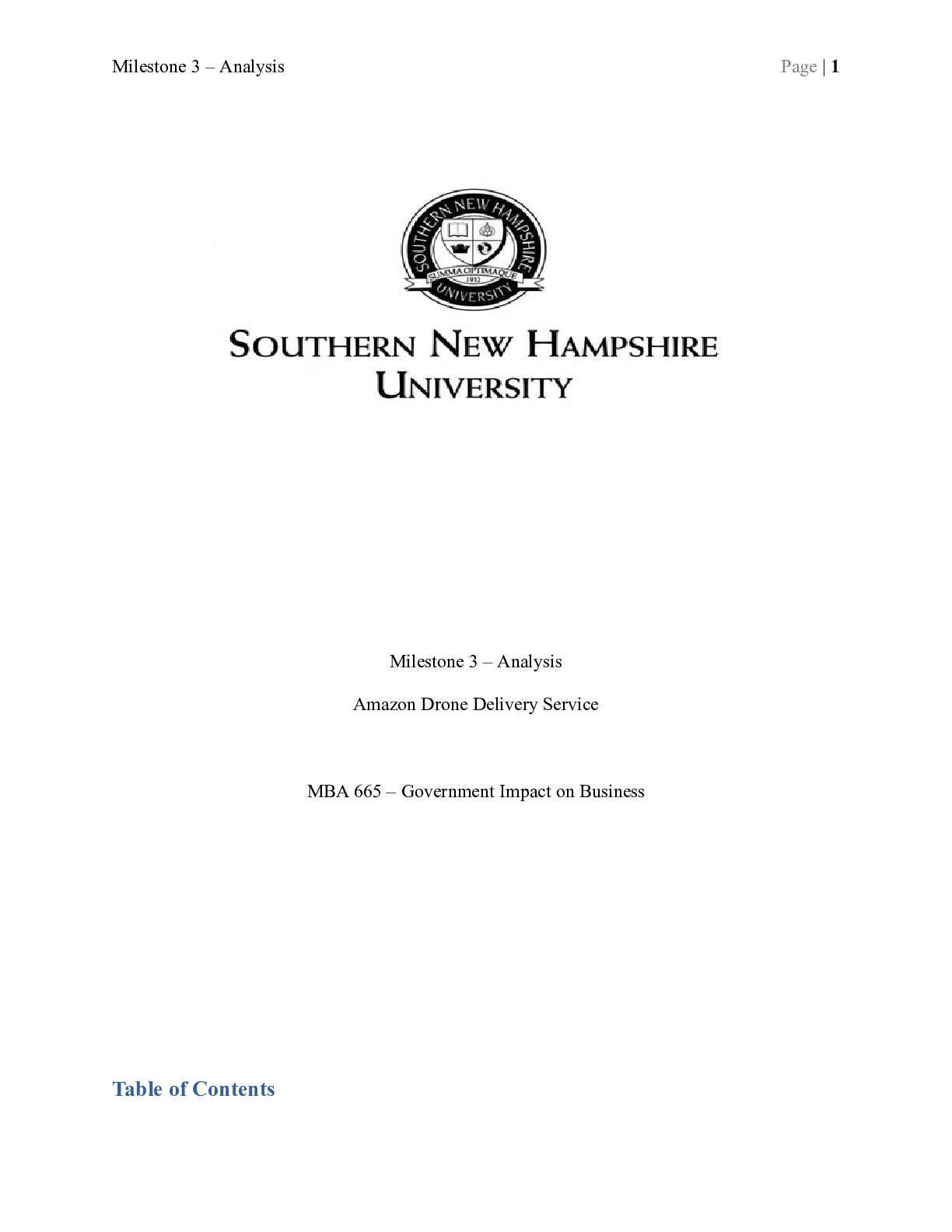 Preview image for MBA 665 – Government Impact on Business Milestone 3   Analysis|    Milestone 3 “ Analy